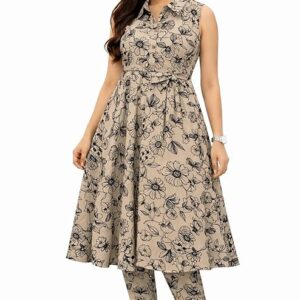 Women’s Beige Floral Printed Co-Ord Set