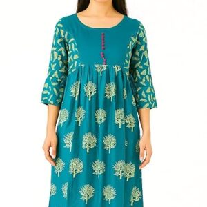 Women's Floral Printed Cotton A-Line Kurta