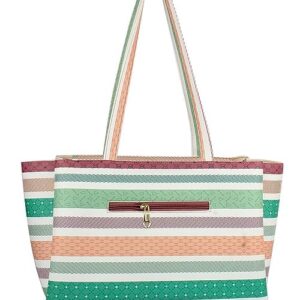 Mammon Women’s Striped Tote Handbag