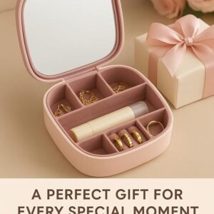 Travel Jewelry Organizer Box with Built-In Mirror