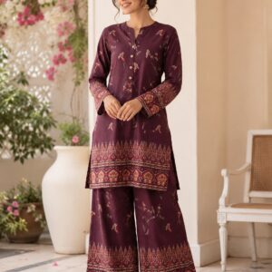 Women’s Maroon Printed Kurta Palazzo Set | Ethnic Co-Ord Set for Women | Festive & Casual Wear
