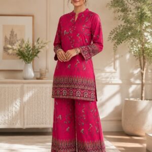 Women’s Pink Printed Kurta Palazzo Set | Ethnic Co-Ord Set for Women | Stylish Festive & Casual Wear