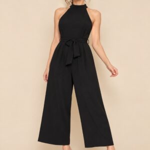 Women Black Halter Jumpsuit