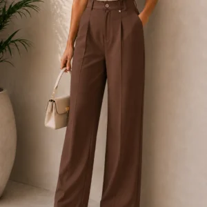 Women’s High-Waisted Wide-Leg Trousers | Premium Relaxed Fit Formal Pants | Elegant Pleated Wide-Leg Pants for Office & Casual Wear