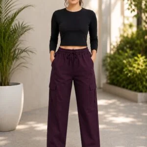 Women’s High-Waisted Relaxed Cargo Pants | Trendy Streetwear Utility Trousers with Side Pockets & Drawstring Waist | Casual Summer & All-Day Comfort Fit